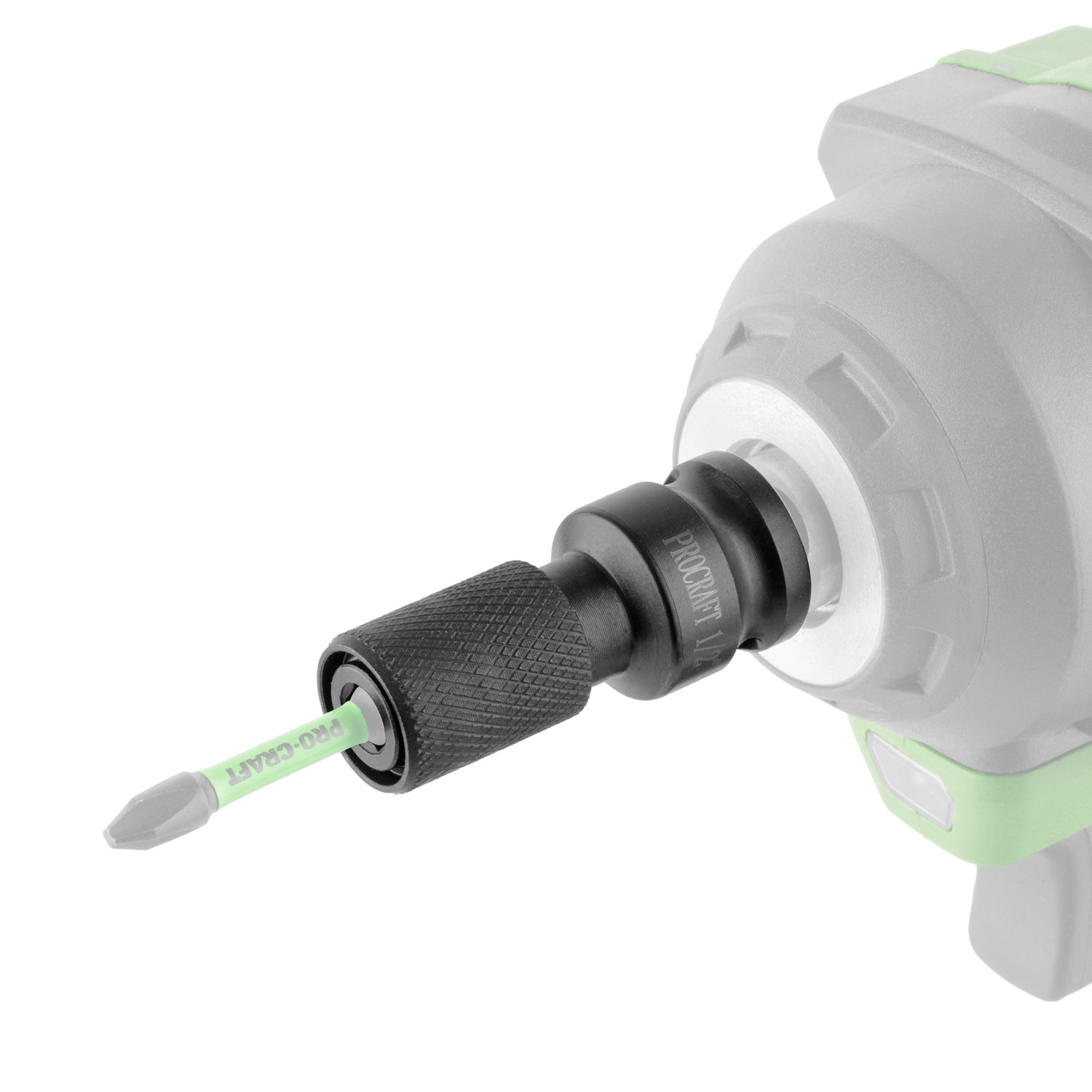 Adaptér (redukcia) z 1/2" štvorhranu na bity 1/4" pre rázové uťahováky. | Adapter 1/2" for impact wrenc
