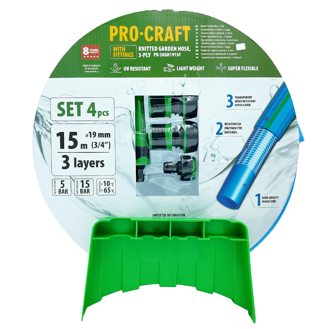 PROCRAFT hadice PR-3KGH1915F 3-vrstvá, 3/4",15 m, s příslušenstvím