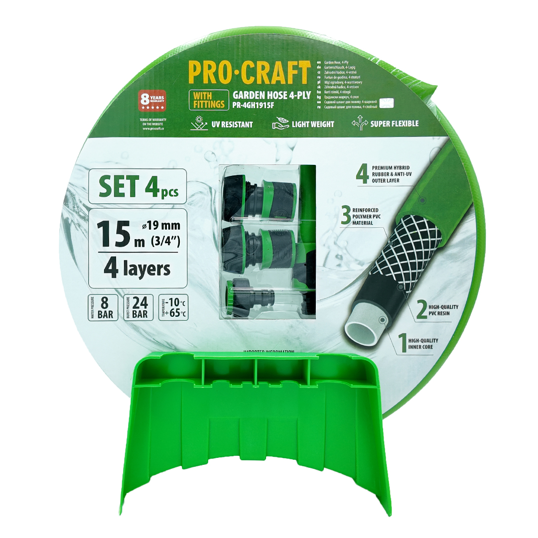 PROCRAFT hadice 4GH1915F4-vrstvá, 3/4" 15 m, s příslušenstvím