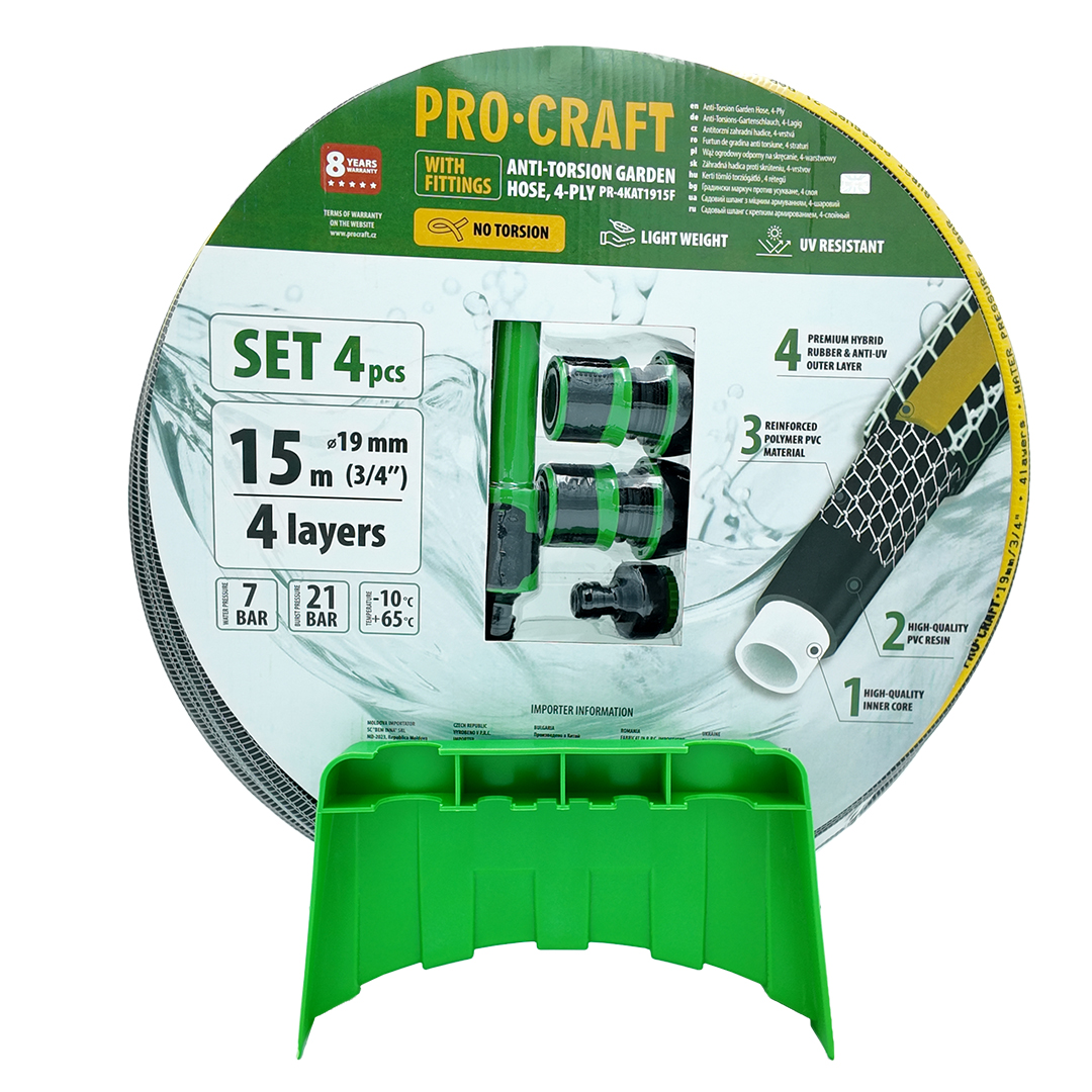 PROCRAFT PR-4KAT1915F | PR-4KAT1915F zahradní hadice, 3/4", 15 m, s příslušenstvím