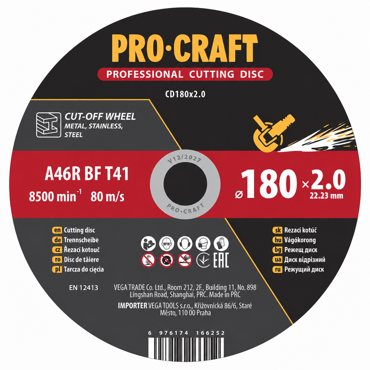 Řezný kotouč Procraft CD180x2.0