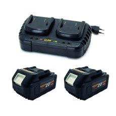 Procraft | Sada dvě baterie 20V 4Ah Procraft 20/4 a nabíječka na dvě baterie 20/2 | S20-4/20-2