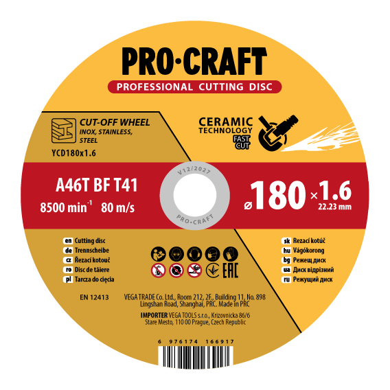 Keramický řezný kotouč Procraft YСD180x1.6 | YСD180x1.6