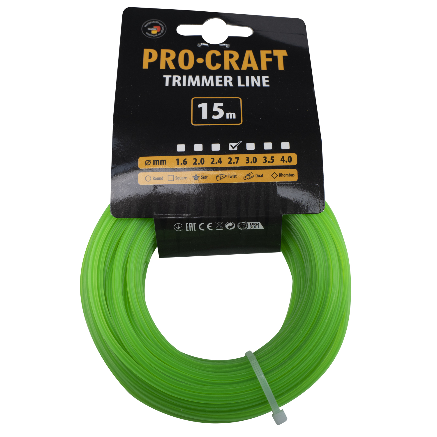 Struna žací (2.7mm) (15м) hvězda PROCRAFT | ZI-2.7/15