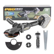 Procraft | Aku úhlová bruska s plochou hlavou Procraft Industrial AG125C (bez baterie a nabíječky), 125mm | AG125C bb