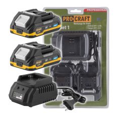 Procraft | Sada baterie 20V 2Ah (2 ks) + 1 nabíječka Procraft PBC-Set 1 | PBC-Set 1