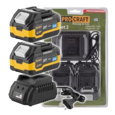 Procraft | Sada baterie 20V 4Ah (2 ks) + 1 nabíječka Procraft PBC-Set 2 | PBC-Set 2
