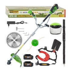 Procraft | Aku křovinořez Procraft ATA-40C + dvouramenný popruh a ochranný štít | ATA-40C/20SH/CH/FACE-GUARD
