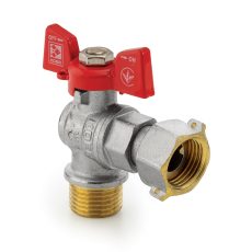 Procraft | Kulový kohout s převlečnou maticí, rohový, motýl, červený, KR.221 1/2"FM | KR.221 1/2"FM