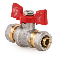 Procraft | Kulový kohout se svěrným šroubením, motýl, červený, KR.353 Ø16×Ø16 | KR.353 Ø16×Ø16