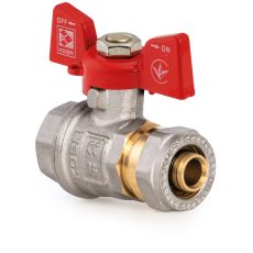 Procraft | Kulový kohout se svěrným šroubením, motýl, červený, KR.351 Ø16×1/2"M | KR.351 Ø16×1/2"M