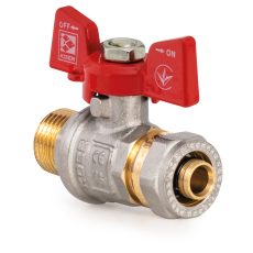 Procraft | Kulový kohout se svěrným šroubením, motýl, červený, KR.352 Ø16×1/2"F | KR.352 Ø16×1/2"F