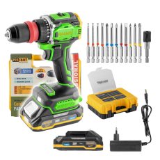Procraft | Aku vrtací šroubovák Procraft PA18ProDFR2 + sada bitů | PA18ProDFR2-1B-C