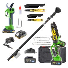 Procraft | Sada aku ruční pilka PKA32Li a nůžky na větve ES32Li + nástavec EP2.0R | SPKA32Li/ES32Li/EP2.0