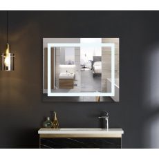 Procraft | Koupelnové zrcadlo s LED osvětlením, protizamlžovací funkcí, regulací jasu a hodinkami, MR02-80×80 W | MR02-80×80 WARM