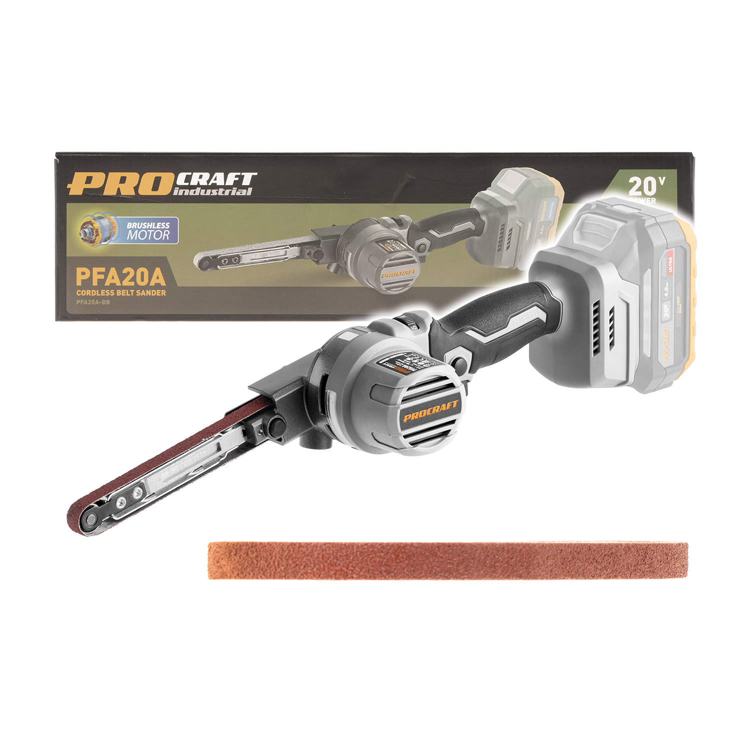 Aku pásový pilník Procraft Industrial PFA20Abb (bez baterie a nabíječky)