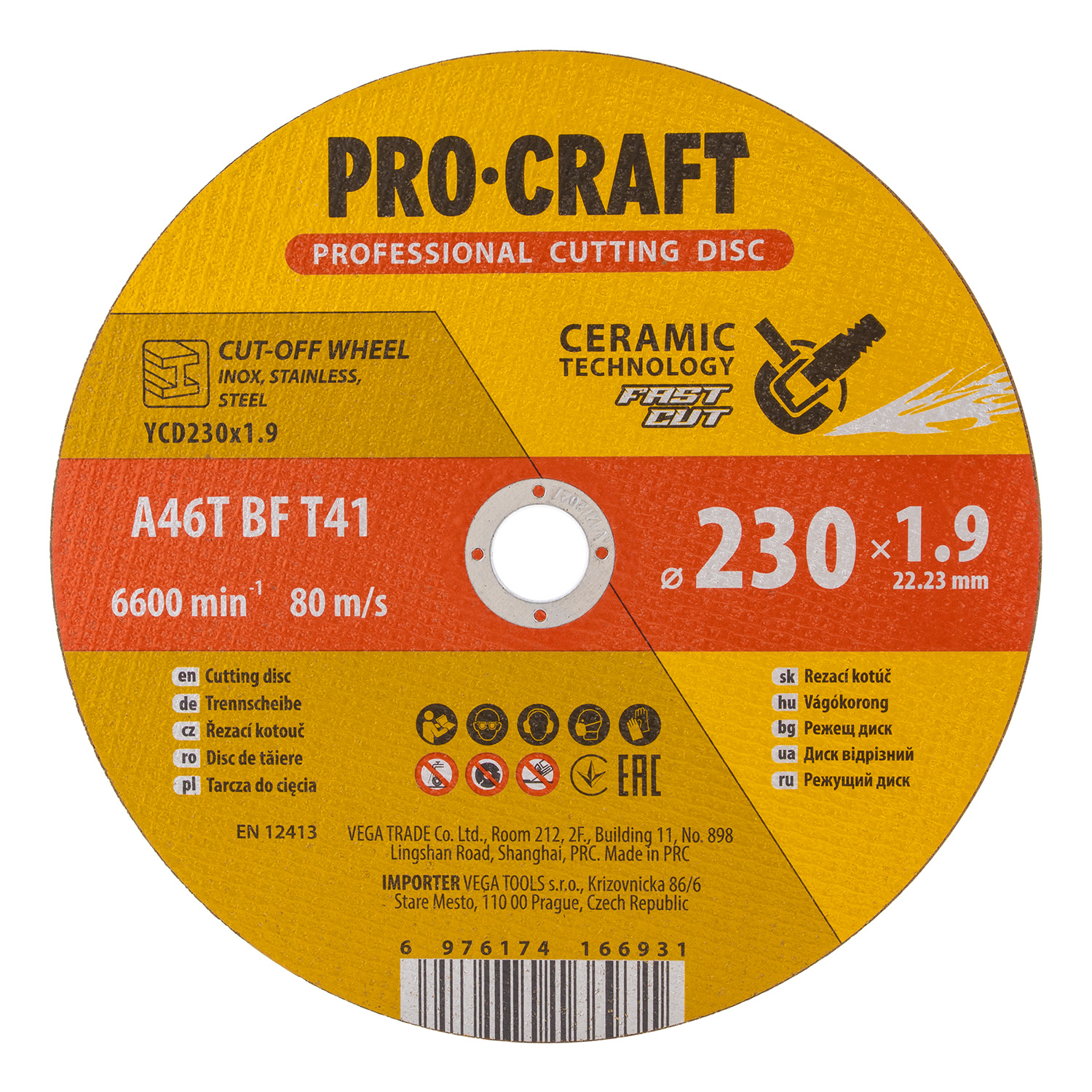 Keramický řezný kotouč Procraft YСD230x1.9