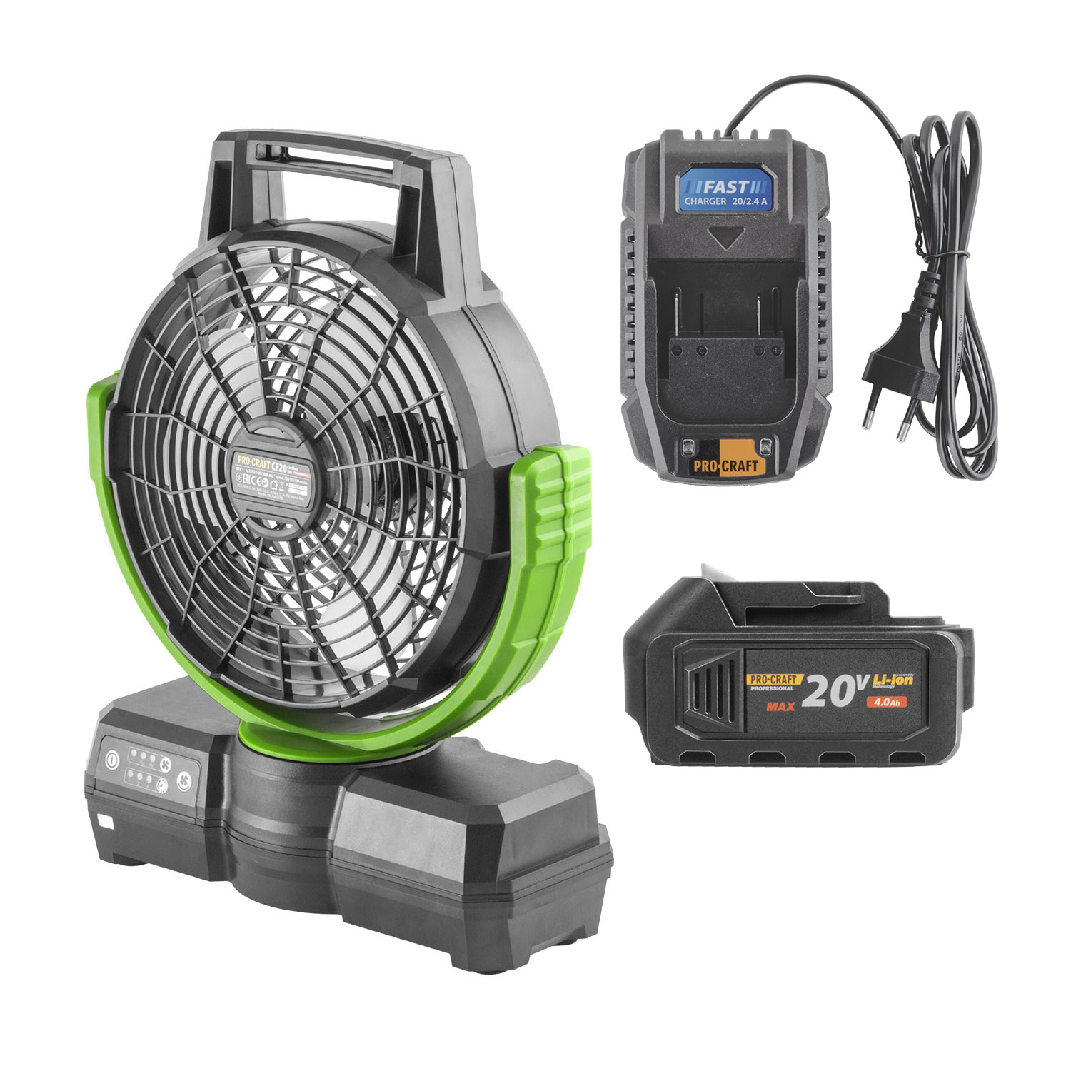 Sada aku ventilátor Procraft CF20 + baterie 20/4 a nabíječka 20/2.4A
