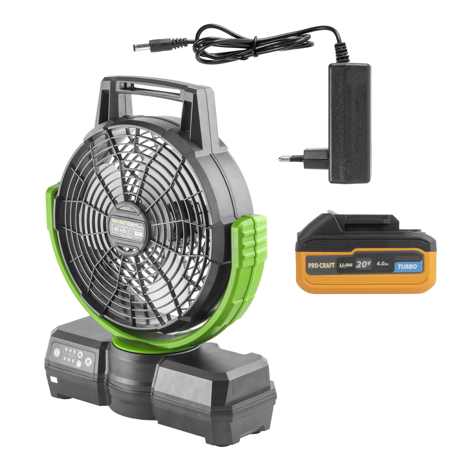 Sada aku ventilátor Procraft CF20 + baterie 20/4 Turbo a nabíječka 20/1 ATA-40