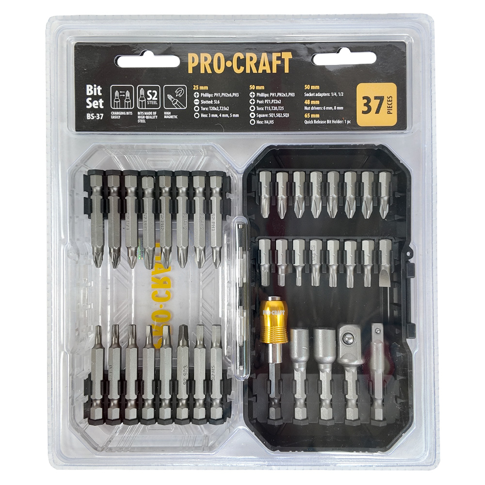Aku vrtací šroubovák Procraft PA18LiH  se sadou bitů BS-37