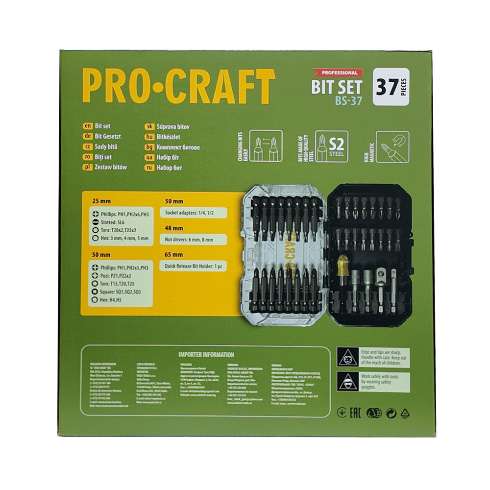 Aku vrtací šroubovák Procraft PA18LiH  se sadou bitů BS-37