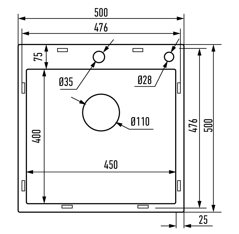 Nerezový dřez MIXXUS MH5050 DECOR GRAPHITE se sifonem, grafitový