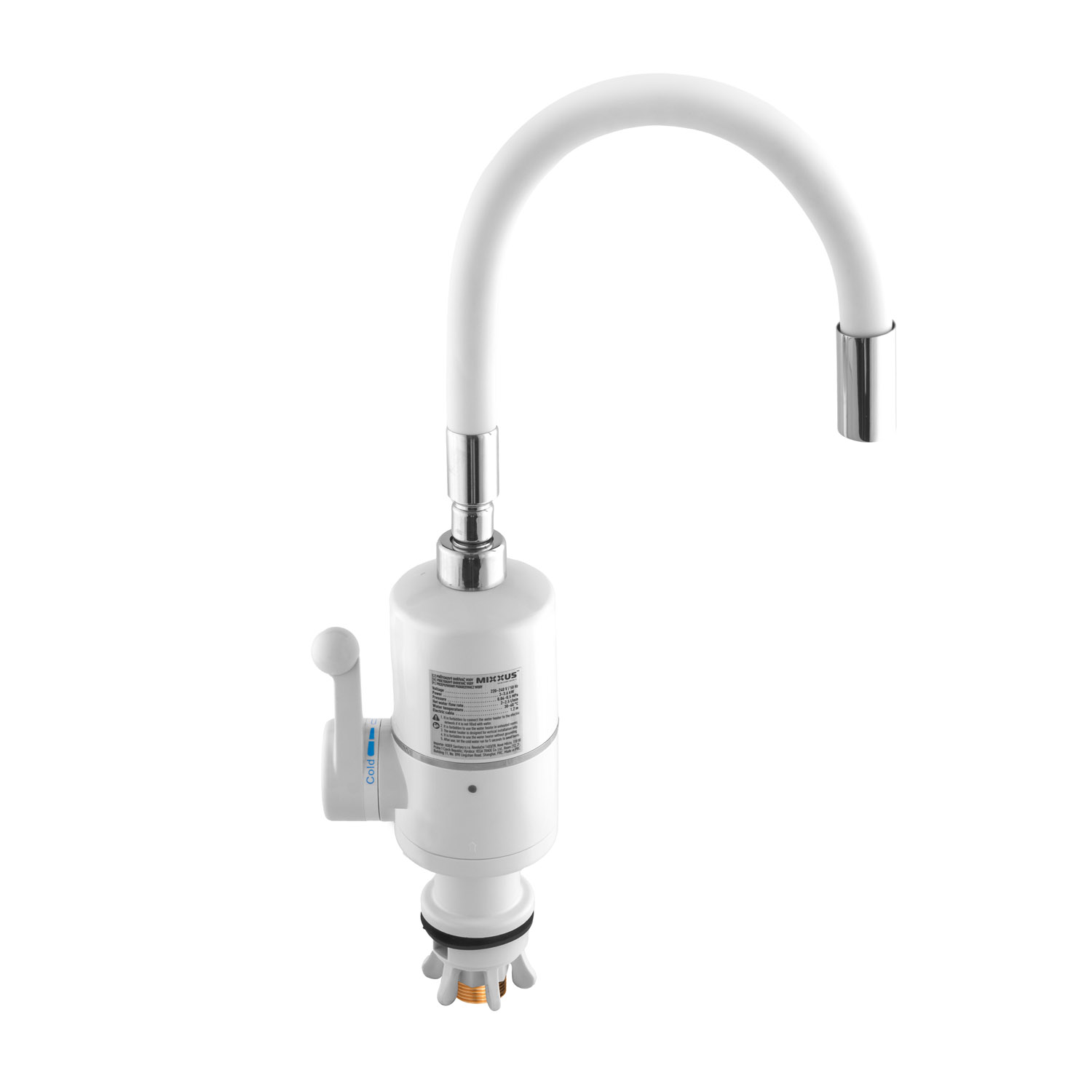 Baterie s elektrickým ohřevem vody a flexi výtokem ELW06-EF-WHITE, bílá