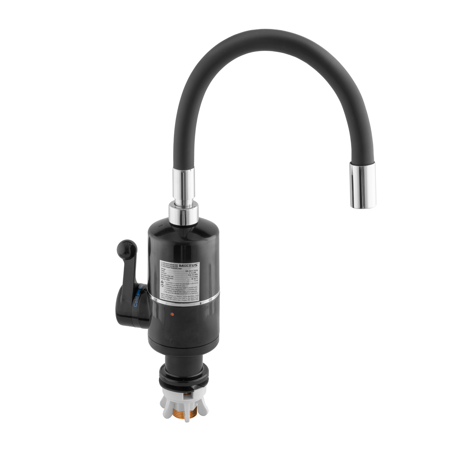 Baterie s elektrickým ohřevem vody a flexi výtokem ELW06-EF-2BLACK, černá