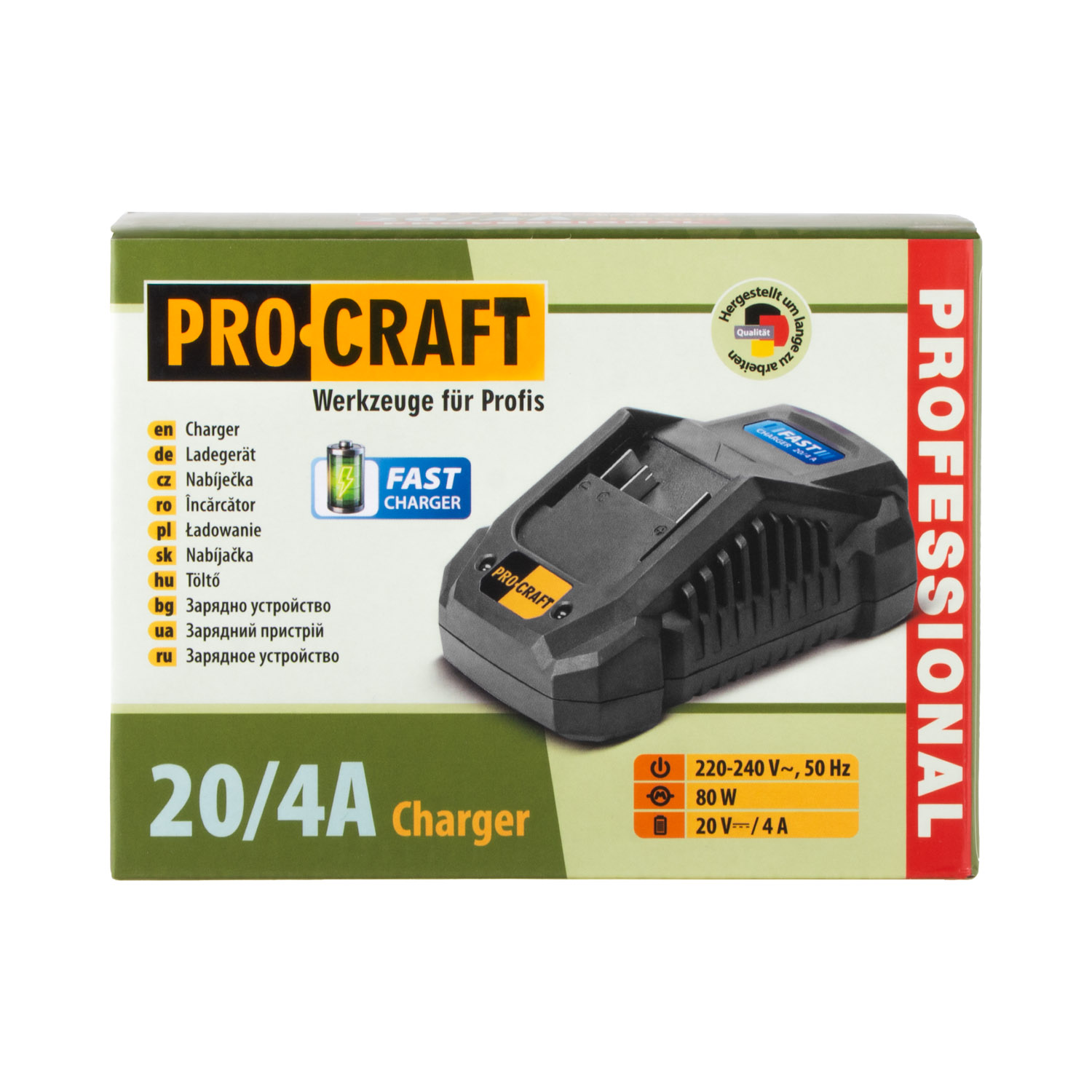 Nabíječka pro 20V Li-ion baterie Procraft 20/4А Fast Charge