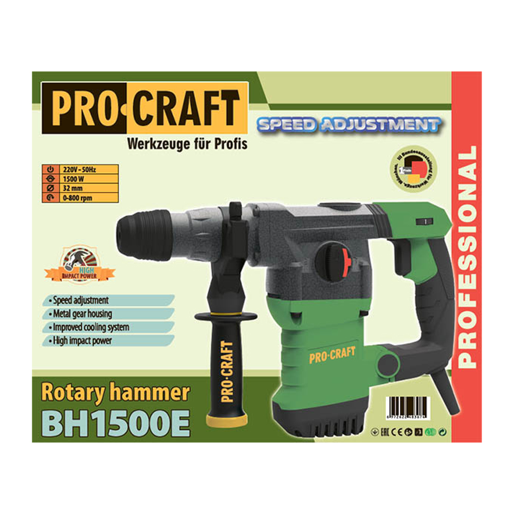 Procraft BH1500E Kombinované vŕtacie a sekacie kladivo SDS Plus | BH1500E