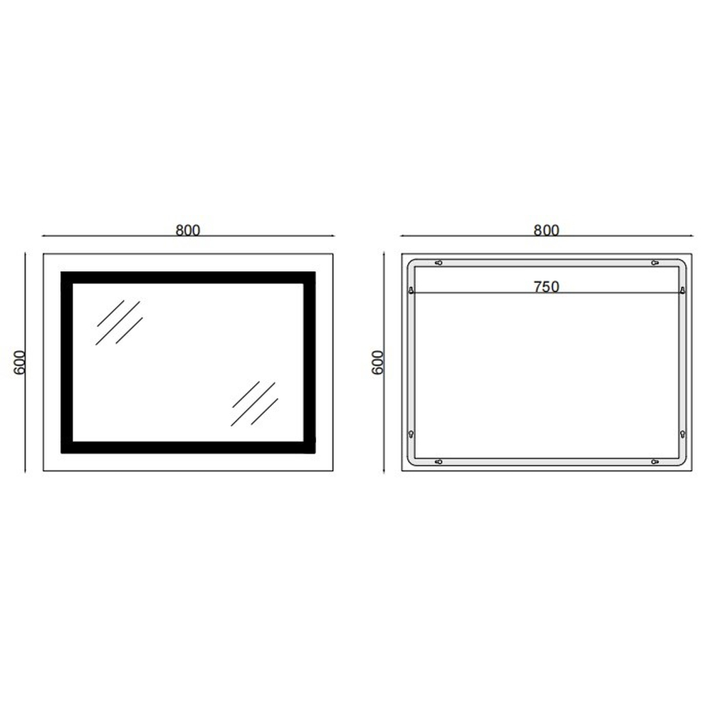 Koupelnové zrcadlo s LED osvětlením, protizamlžovací funkcí a regulací jasu, MR08-80×60-REVERSE Tall