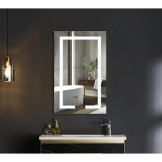 Procraft | Koupelnové zrcadlo s LED osvětlením, protizamlžovací funkcí, regulací jasu a hodinkami, MR06-60×80 H | MR06-60×80 HARD