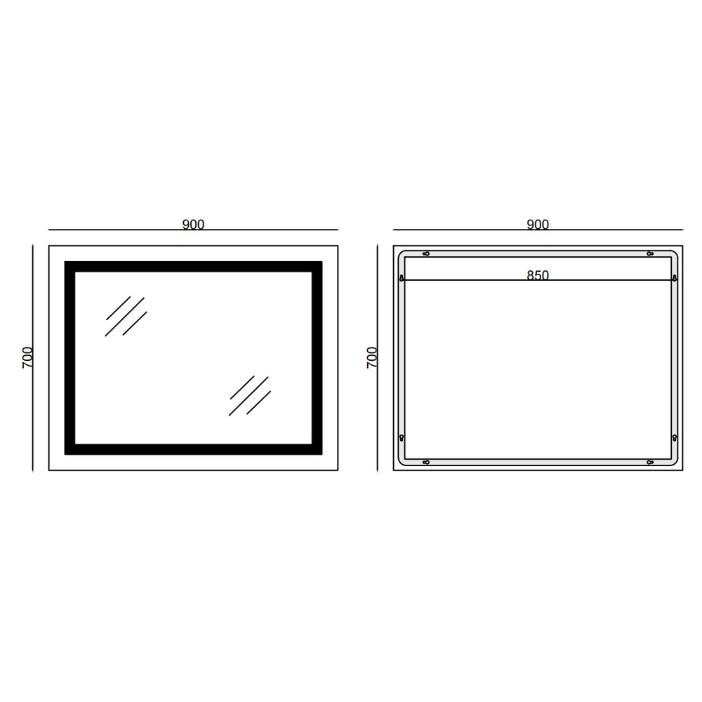 Koupelnové zrcadlo s LED osvětlením, protizamlžovací funkcí a regulací jasu, MR12-90×70-REVERSE Warm