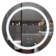 Procraft | Koupelnové zrcadlo s LED osvětlením, protizamlžovací funkcí, regulací jasu a hodinkami, MC02-80 PLAI | MC02-80 PLAIN