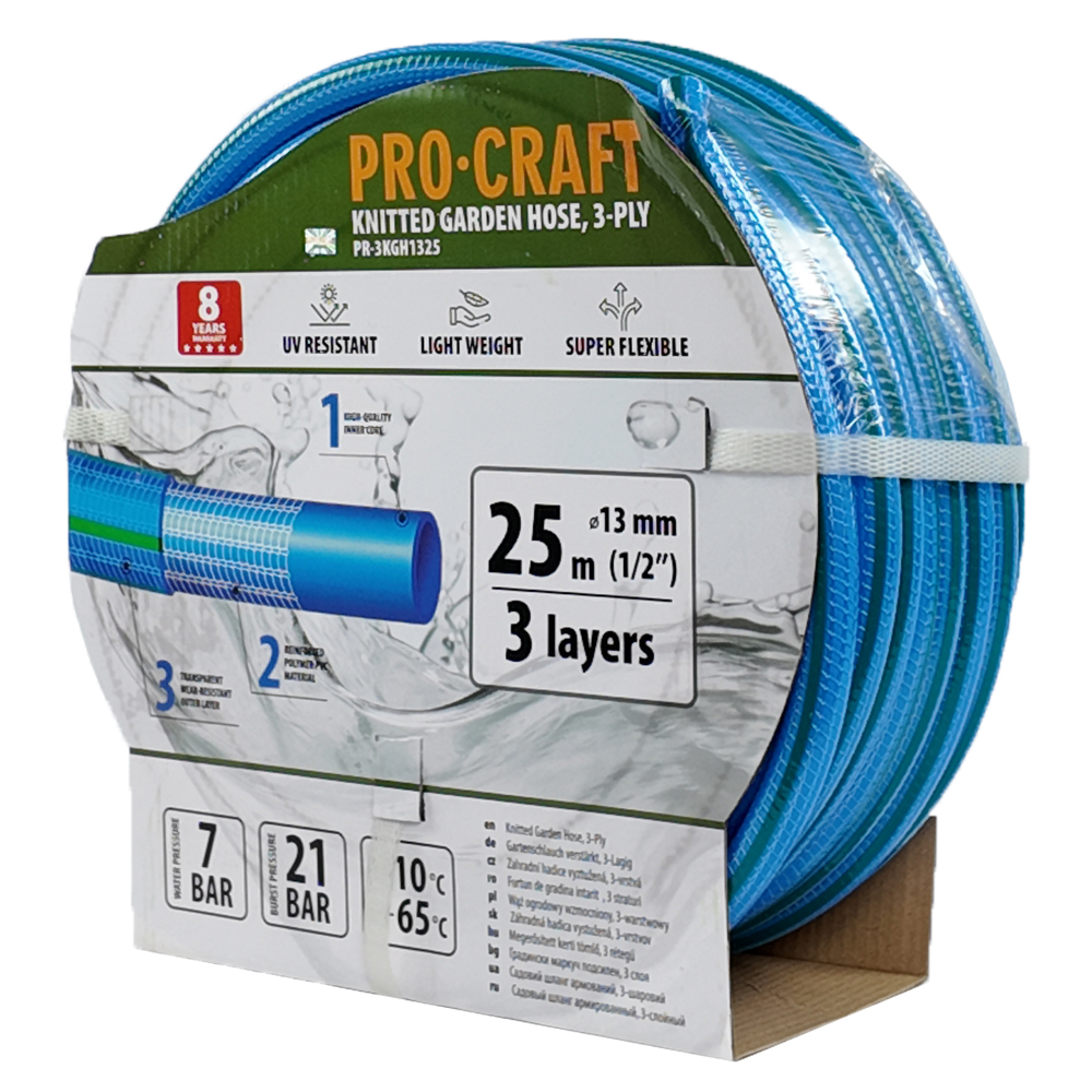 Záhradná hadica Procraft PR-3KGH1325 3-vrstvová, 1/2" 25 m | PR-3KGH1325