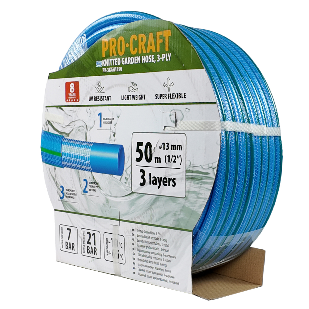 Záhradná hadica Procraft PR-3KGH1350 3-vrstvová, 1/2" 50 m | PR-3KGH1350