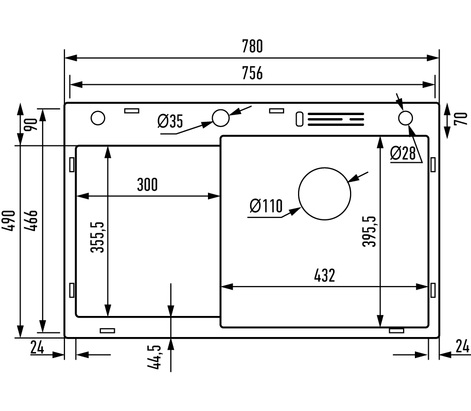 Nerezový dřez MIXXUS MH7849R-HK GRAPHITE se sifonem, grafitový