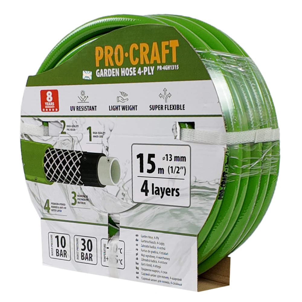Záhradná hadica Procraft PR-4GH1315 4-vrstvová, 1/2" 15 m | PR-4GH1315