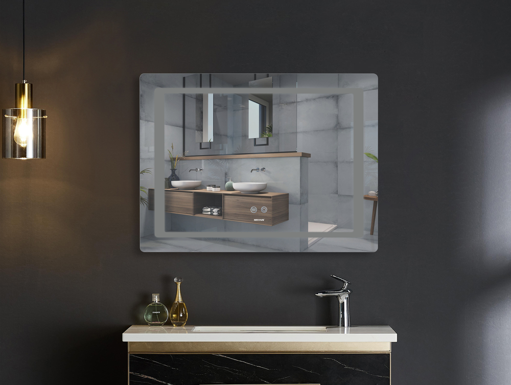 Koupelnové zrcadlo s LED osvětlením, protizamlžovací funkcí a regulací jasu, MR13-80×60-REVERSE Styl
