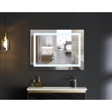 Procraft | Koupelnové zrcadlo s LED osvětlením, protizamlžovací funkcí, regulací jasu a hodinkami, MR02-100×80 | MR02-100×80 WARM