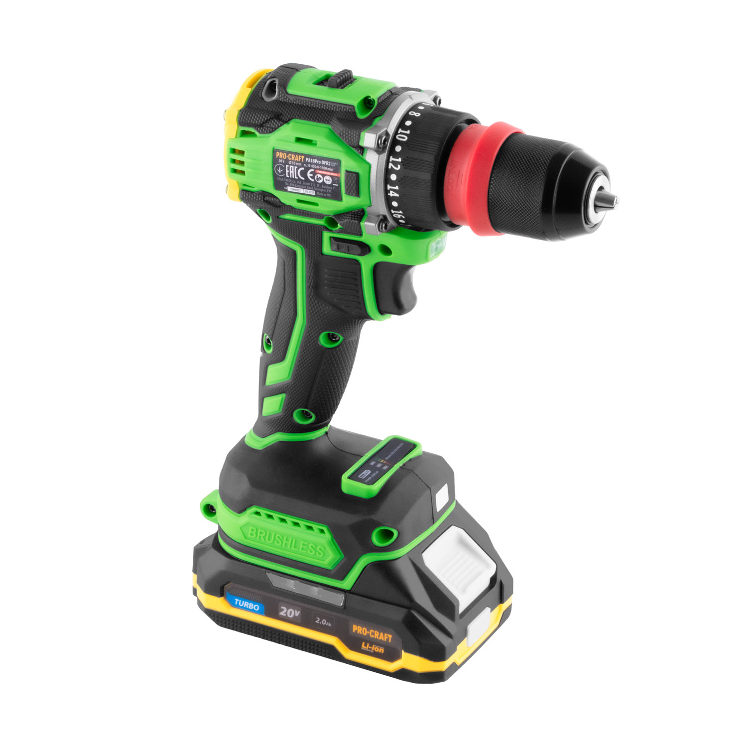 Aku vrtací šroubovák Procraft PA18ProDFR2 + sada bitů