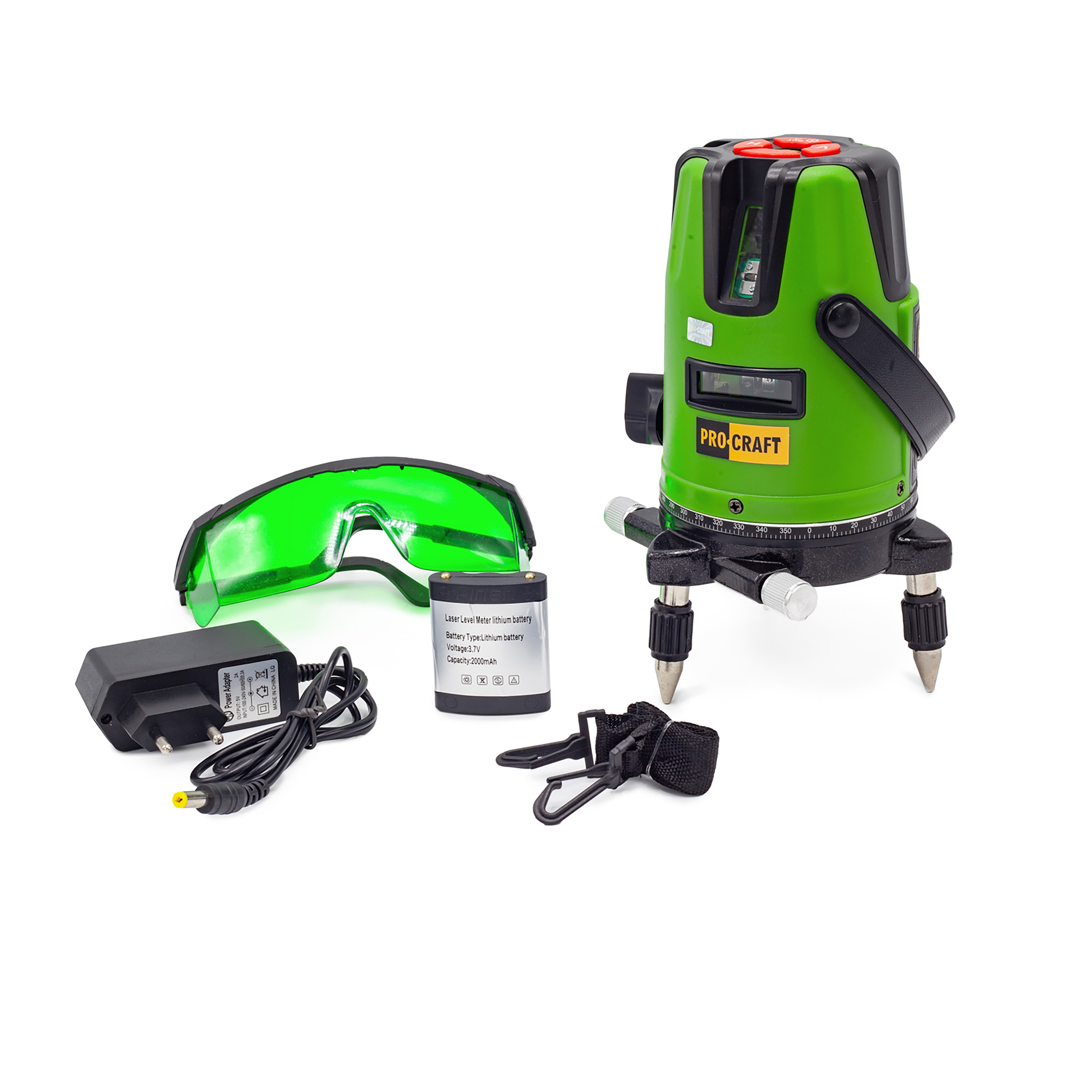 Procraft LE-3D Zelený čiarový laser, krížová samonivelačná rovina | LE-3D