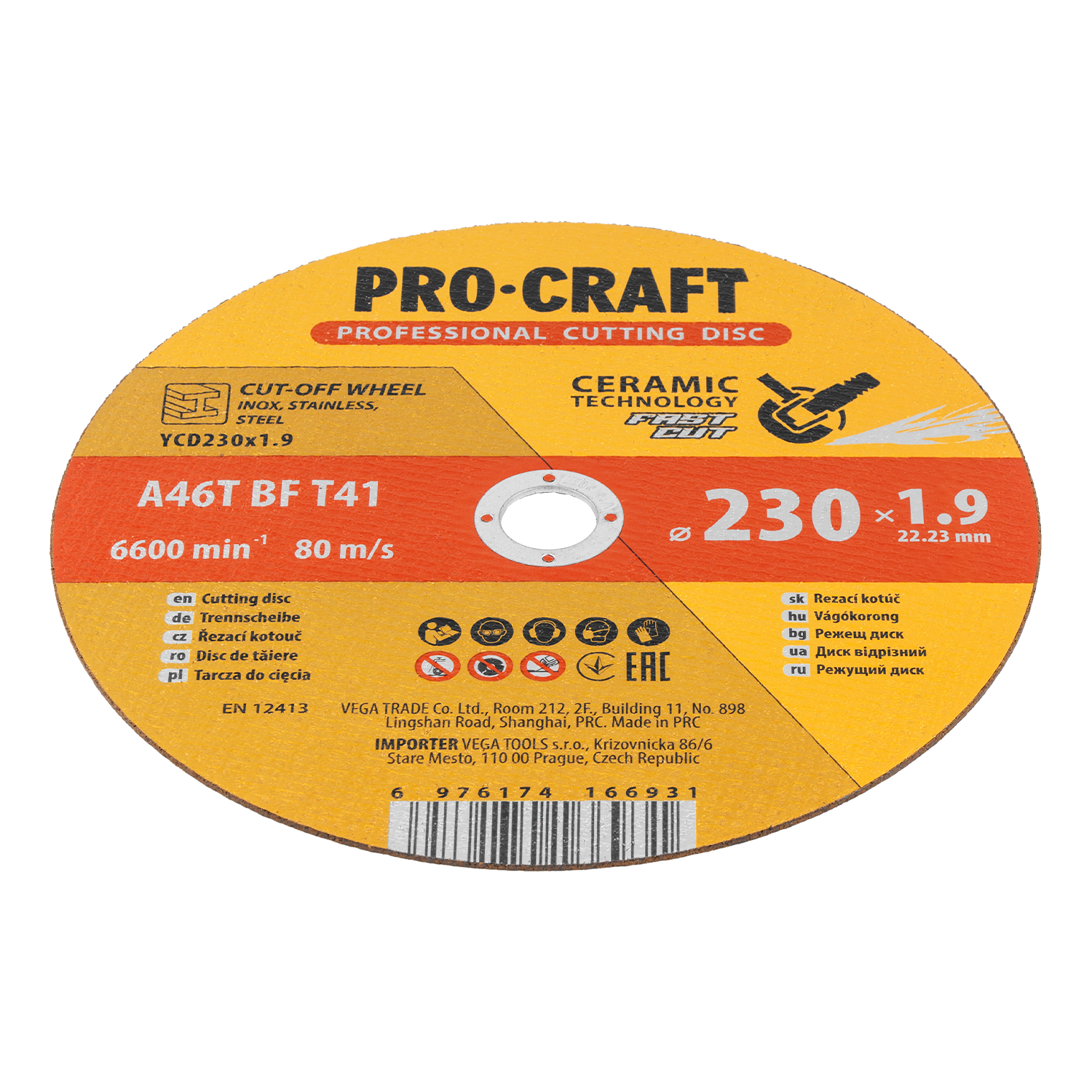 Keramický řezný kotouč Procraft YСD230x1.9