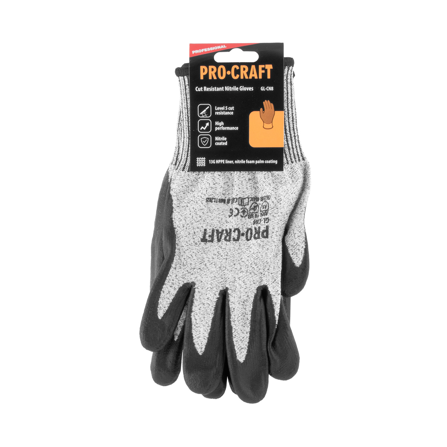 Pracovní rukavice nitrilové odolné proti proříznutí, M Procraft GL-CN8